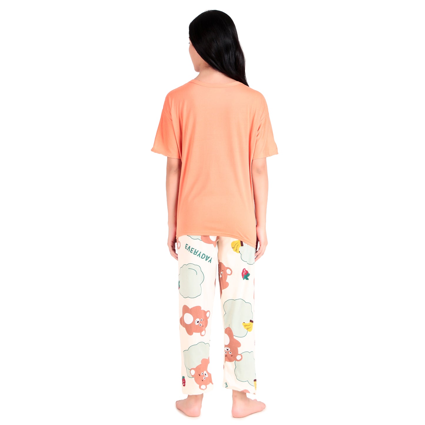 Everyday Orange T-Shirt & White Night Pyjama Night Suit