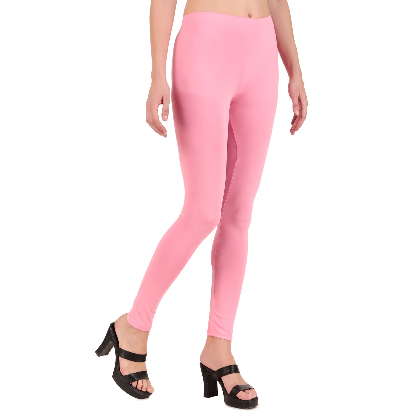 Solid Pink Ankle-Length Leggings