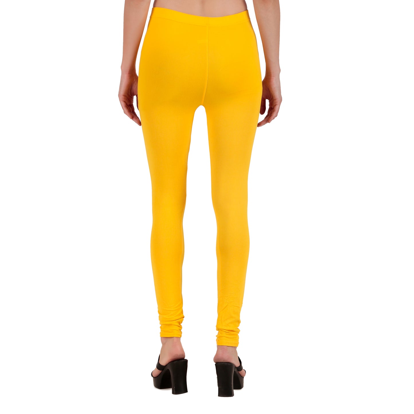 Solid Yellow Ankle-Length Leggings