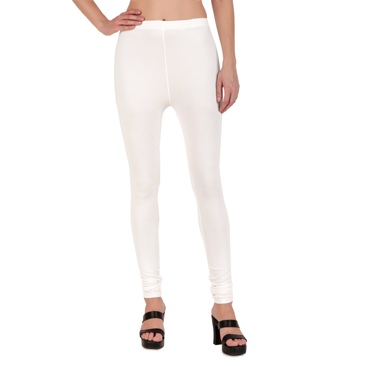 Solid White Ankle-Length Leggings