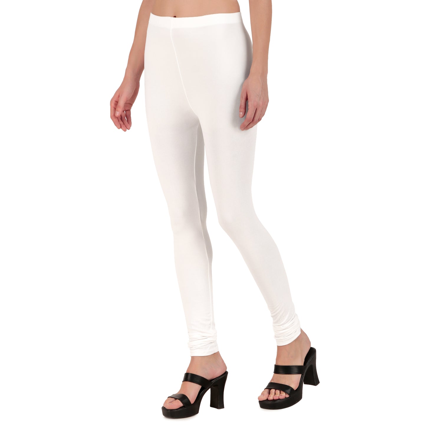 Solid White Ankle-Length Leggings