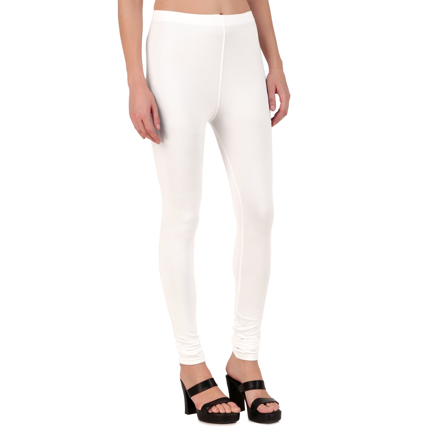 Solid White Ankle-Length Leggings