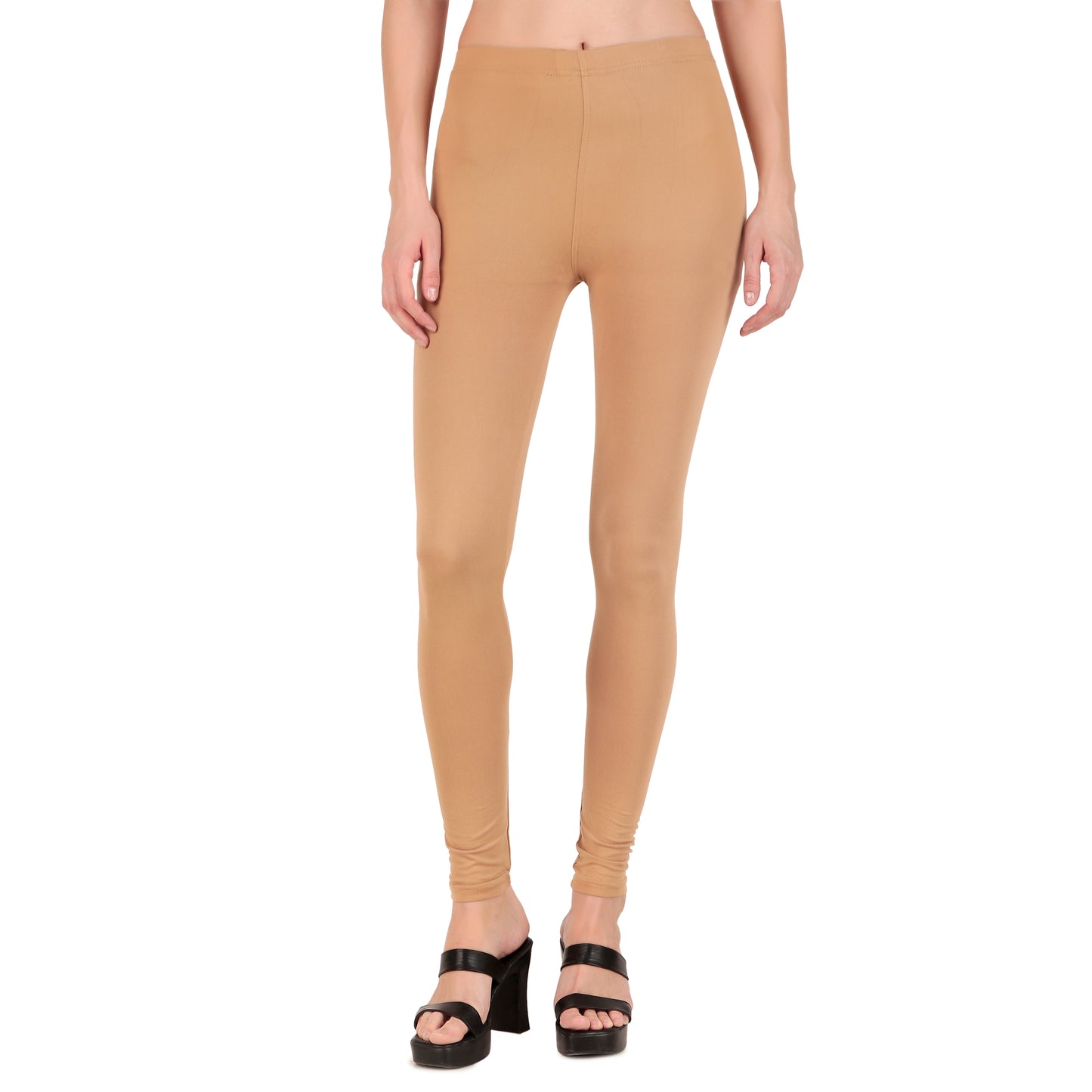 Solid Brown Ankle-Length Leggings