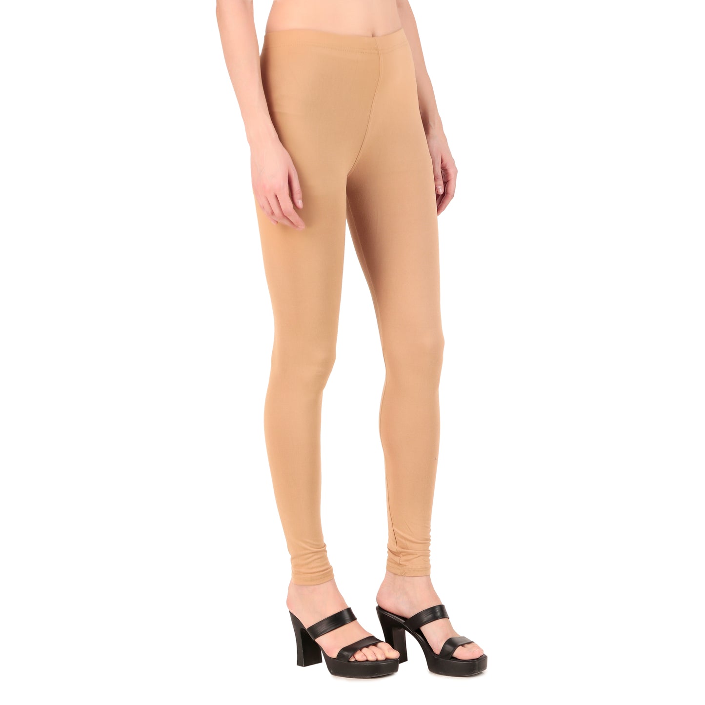 Solid Brown Ankle-Length Leggings