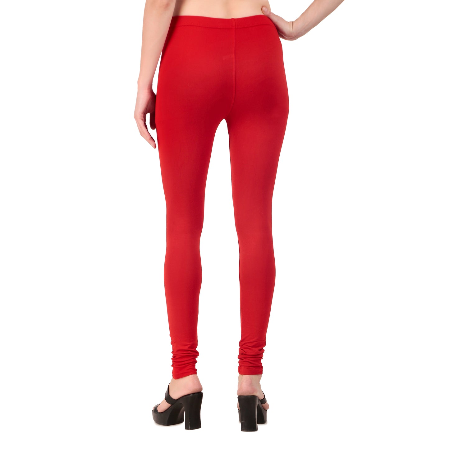 Solid Red Ankle-Length Leggings