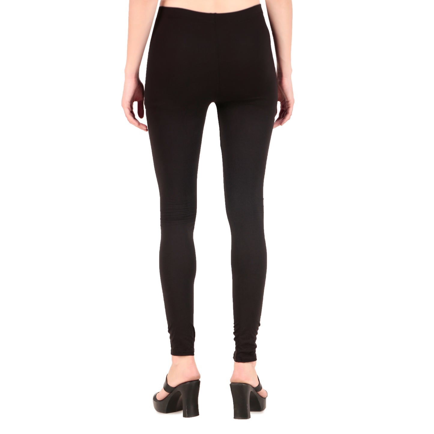 Solid Black Ankle-Length Leggings