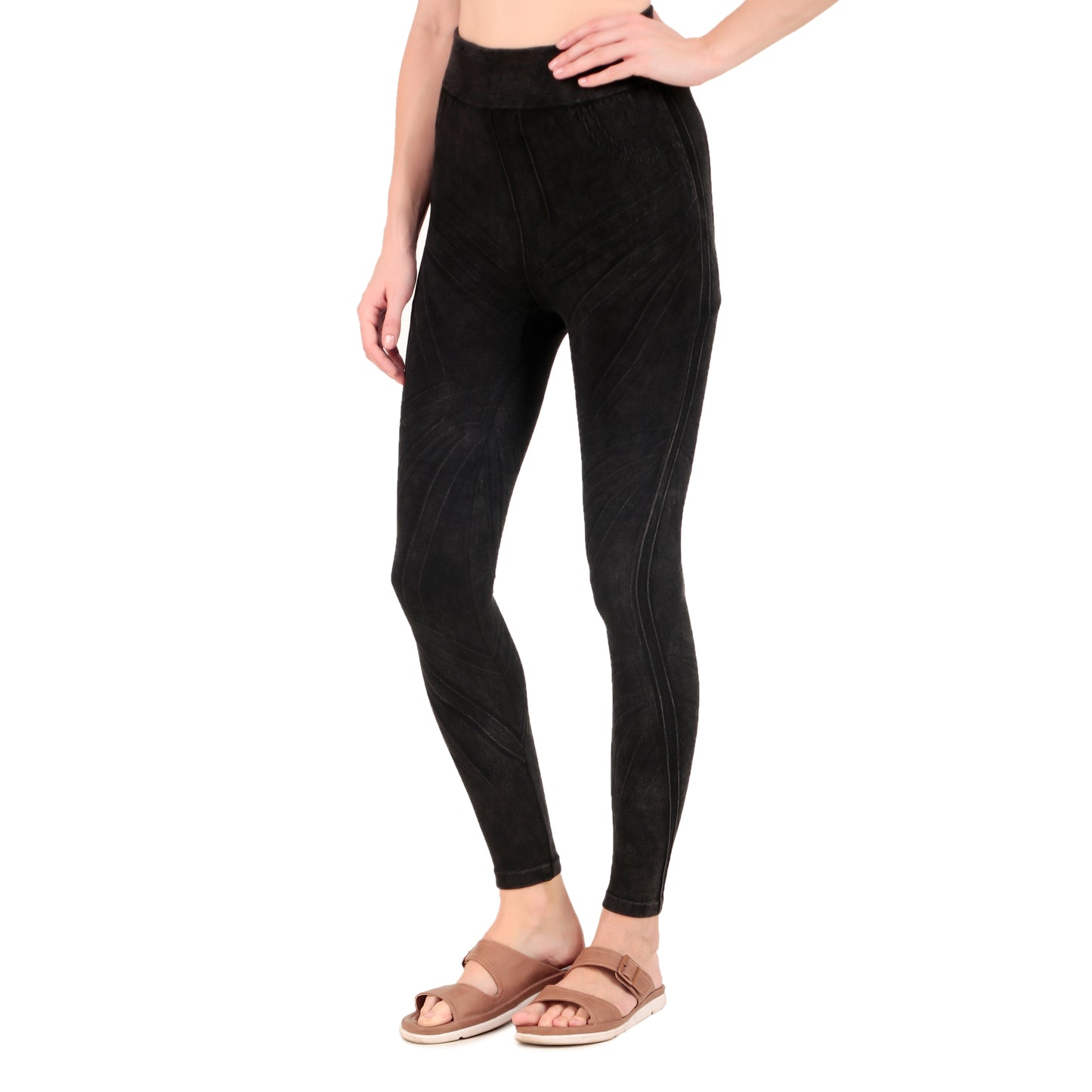 Black Legging with Jean Print