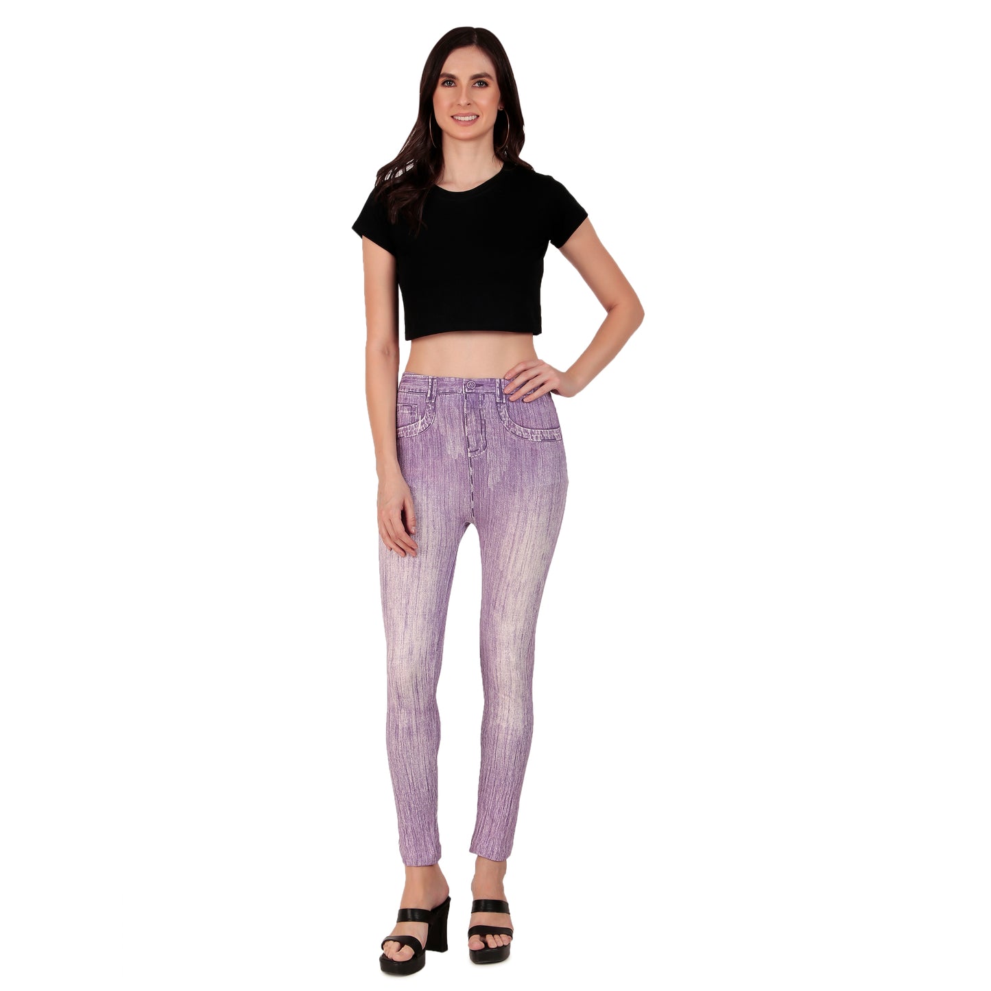 Purple Legging with Jean Print