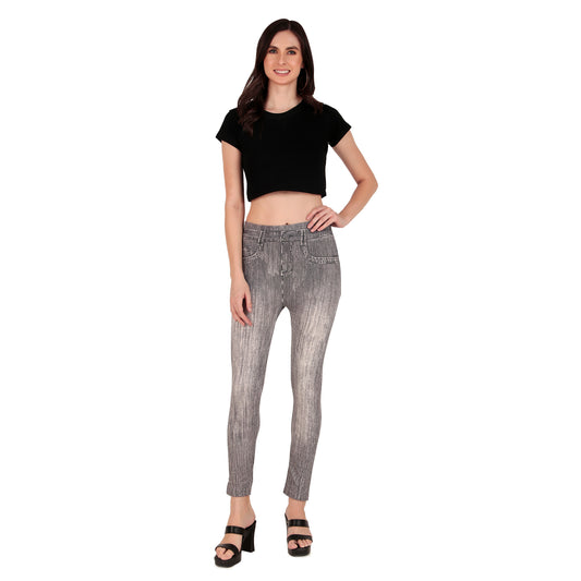 Dark Grey Legging with Jean Print