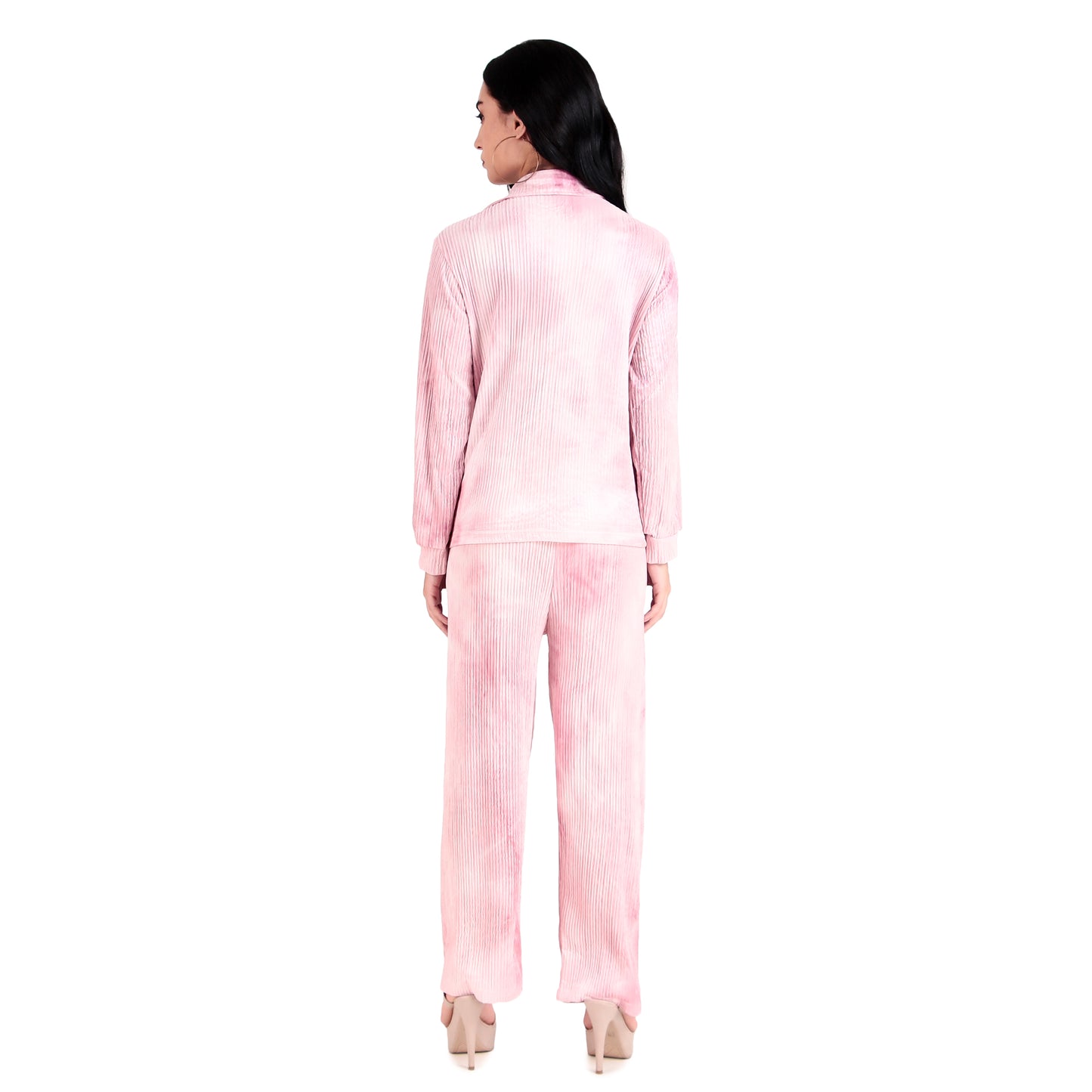 Women Pink Long Sleeves Shirt & Trouser