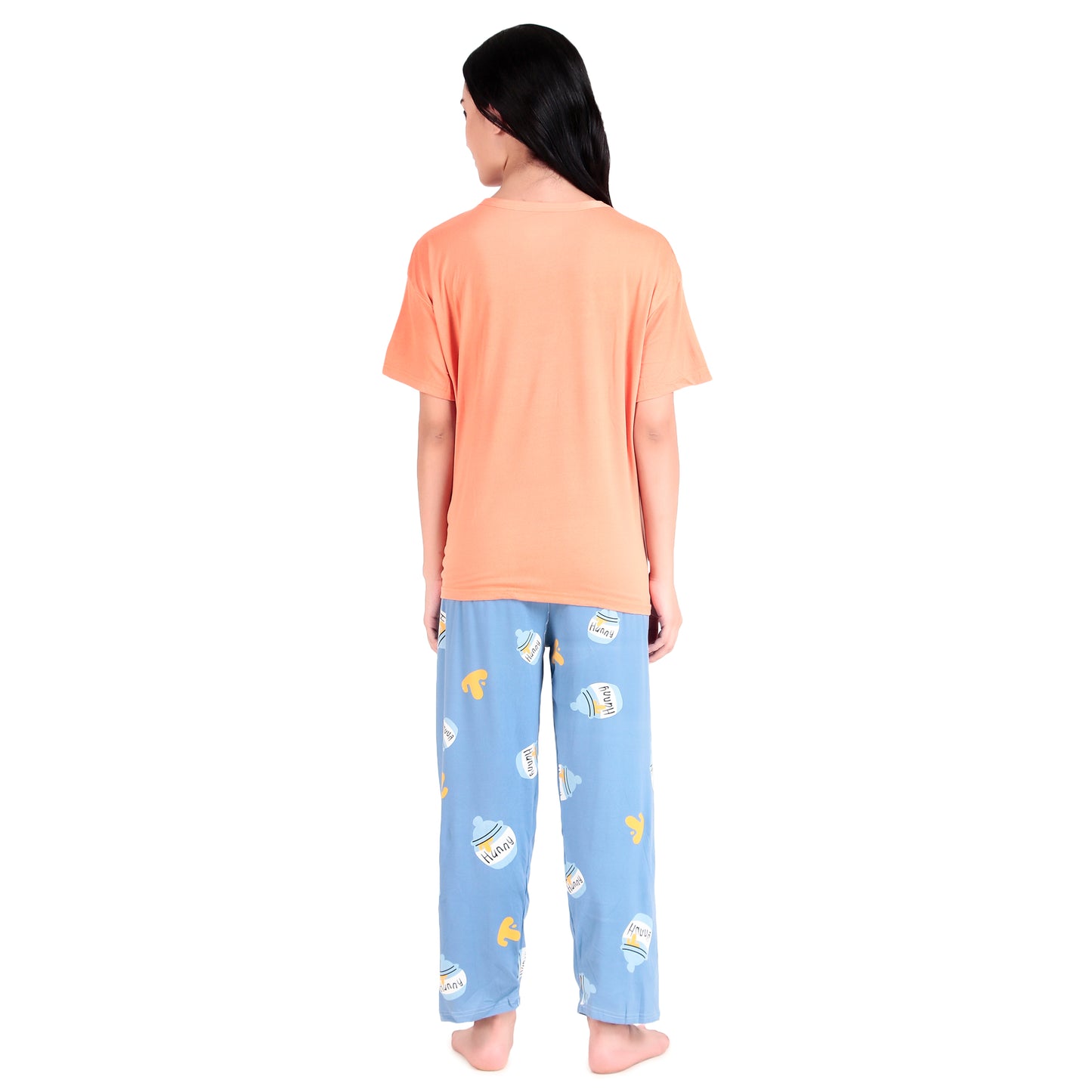 Orange T-Shirt & Blue Pyjama Night Suit