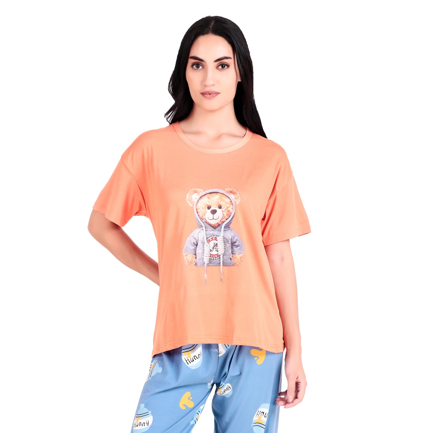 Orange T-Shirt & Blue Pyjama Night Suit